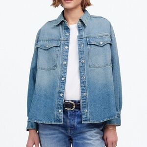 Madewell Denim Boxy Shirt-Jacket in Maspeth Wash Size Small